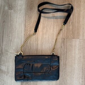 Chic Black Crossbody Bag with Gold Chain